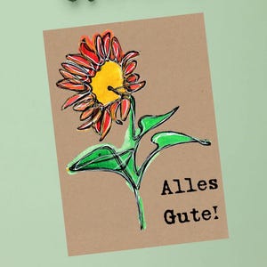 Klappkarte "Sonnenblumenzeit" /Aquarell Geburtstag Sommer Sonnenblume Sonne Blume Natur