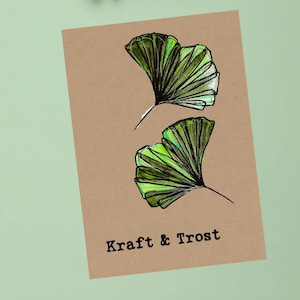 Klappkarte "Gingko" /Aquarell Geburtstag Gingko Trauer Herbst Blume Natur Ginkgobiloba