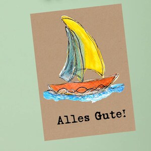 Klappkarte "I am sailing" / Aquarell Geburtstag Segelboot Segeln Wind Nordsee Ostsee Meer Bootliebe