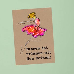 Klappkarte "Tanz mit mir" / Aquarell Geburtstag Ballerina Tanzen Ballet