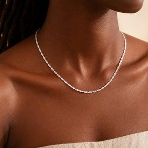 Silber Halskette Damen – 925 Sterling Silber Kette – Minimalistische Kette elegant – Verstellbar 40+5 cm – Geschenk für Sie
