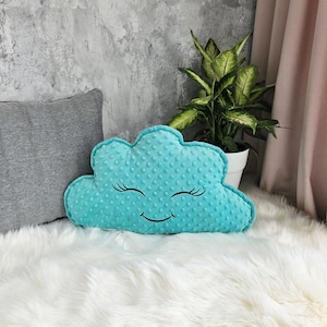 Almohada de nube verde para habitación de niño, cojín suave de minky, decoración celestial para niños, regalo acogedor para niños pequeños, idea para habitación espacial, regalo único para baby shower