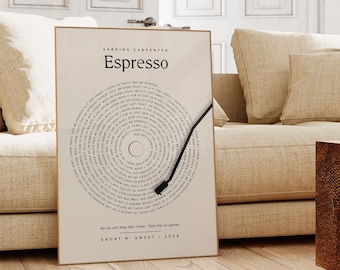 Custom Song Lyrics Vinyl Record Print: Personalized Music Gift