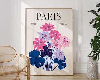 Paris Flower Market Print: Retro Floral Wall Art