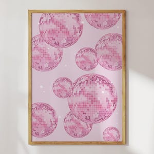 Pink Disco Ball Print: Retro Girly Room Decor (Digital Download) image 6