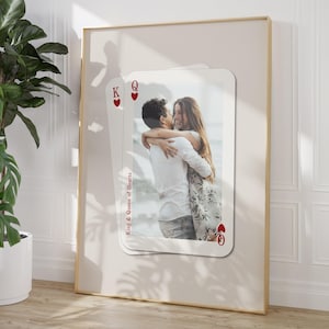 Aangepaste fotoprint voor koppels, aas van mijn hart speelkaart kunst aan de muur, gepersonaliseerd romantisch cadeau voor vrouw, valentijnscadeau voor haar, voor echtgenoot