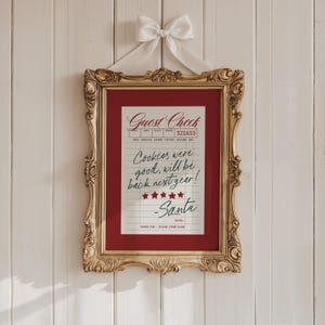 Cookies Were Good | Funny Santa Guest Check Christmas Art Print | Retro Holiday Decor