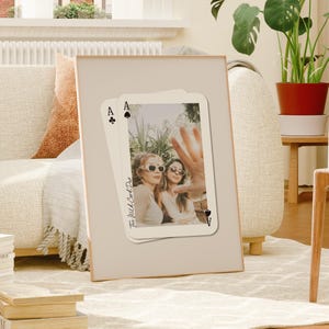 Aangepaste beste vrienden foto speelkaart print, gepersonaliseerde wildcard geheugen kunst aan de muur, uniek Galentine cadeau voor haar, studentenkamer decor