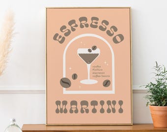 Retro Espresso Martini Print: Bar Cart Wall Art (Digital Download)