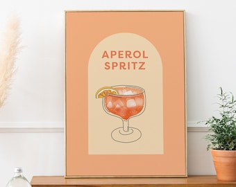 Aperol Spritz Cocktail Print: Retro Bar Cart Art (Digital Download)