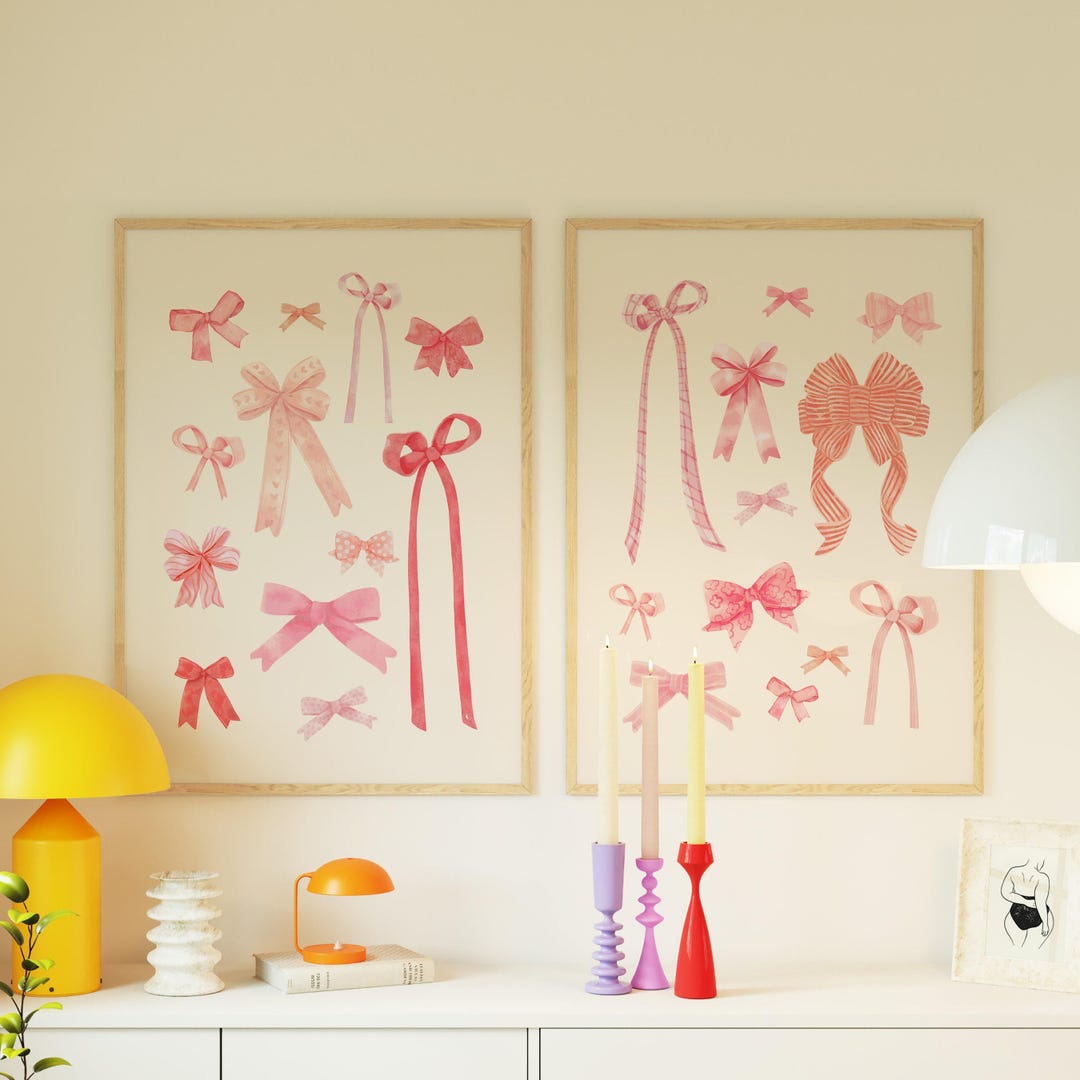 Pink Bow Coquette Decor Prints, Set of 2 (digital Download) - Etsy