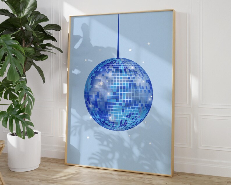 Blaue Diskokugeln Print Set: Preppy Schlafzimmer Dekor (digitaler Download) Bild 6