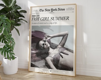 Hot Girl Summer Newspaper Print: Trendy Dorm Bar Cart Decor (Digital Download)