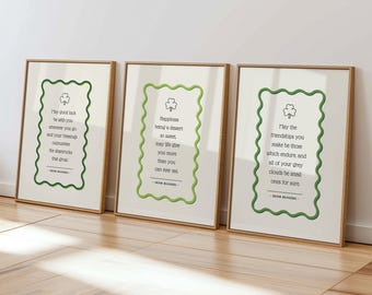 Set Ierse zegeningen: St. Patrick's Day groene muurkunst (digitale download)