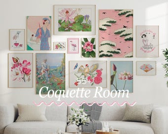 Ensemble d'art mural Coquette Gallery : plus de 55 impressions roses pour filles (téléchargement numérique)