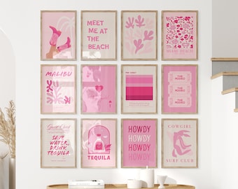 Pink Coastal Cowgirl Gallery Wall Art Set of 12 (Digital Download)
