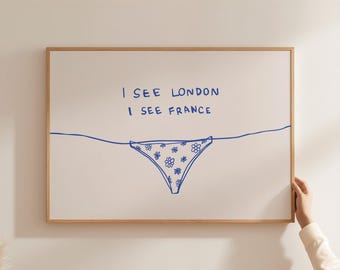 Blue I See London Print: Funny Bathroom Decor (Digital Download)