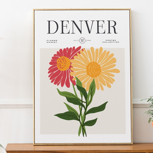 Flower Market Denver Print, Colorado Flower Market Poster, Digital Wall Prints, Wall Print Sets, Printable Wall Art, Digital Download