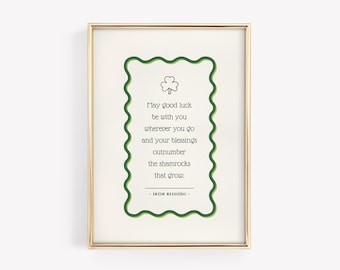 Irish Blessing Print: Shamrock Typography, St. Patrick's Day Decor (Digital Download)