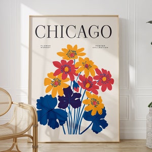 Stampa del mercato dei fiori di Chicago, stampa murale del mercato dei fiori, stampa dell'Illinois, decorazione da parete, poster del mercato dei fiori, stampe artistiche floreali da parete