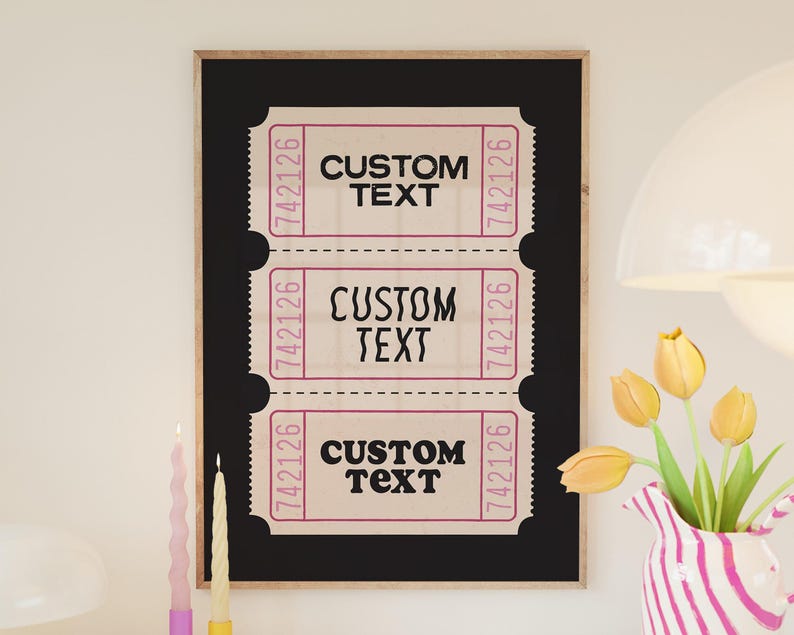 Custom Ticket Printable: Retro Bar Cart Wall Art (Digital Print) image 1