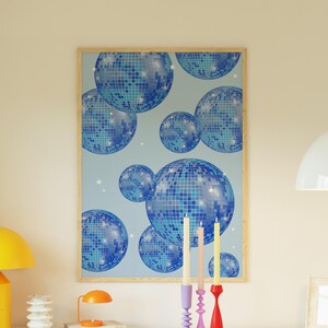 Blaue Diskokugeln Print Set: Preppy Schlafzimmer Dekor (digitaler Download) Bild 2