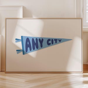 Custom Flag Wall Art Pennant Print, Personalized Vintage City Poster, Trendy Dorm Room Decor, Preppy College Apartment Gift, State Team