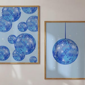 Blaue Diskokugeln Print Set: Preppy Schlafzimmer Dekor (digitaler Download) Bild 4