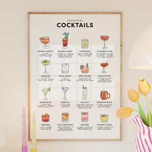 Classic Cocktails Recipe Print: Bar Cart Decor (Digital Download) image 3