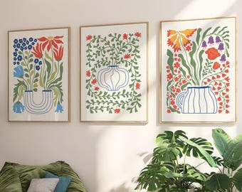 Potted Plant Prints Set: Scandinavian Floral Art (Digital Download)