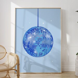 Blaue Diskokugeln Print Set: Preppy Schlafzimmer Dekor (digitaler Download) Bild 3