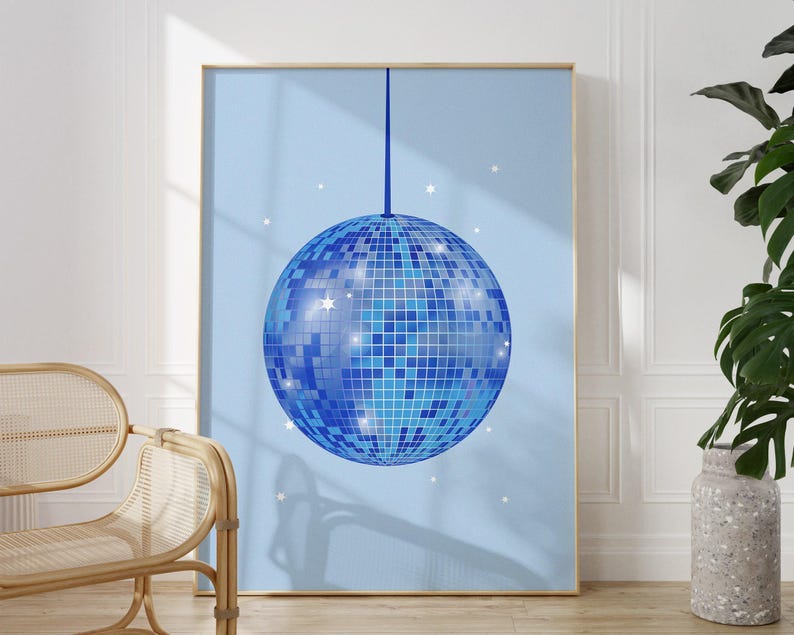 Blaue Diskokugeln Print Set: Preppy Schlafzimmer Dekor (digitaler Download) Bild 3