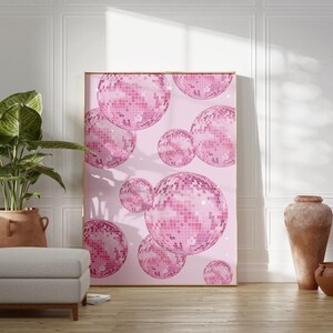 Pink Disco Ball Print: Retro Girly Room Decor (Digital Download) image 5