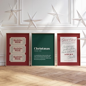 Christmas Prints Set: Santa Guest Check, Sleigh Ride Ticket, Definition