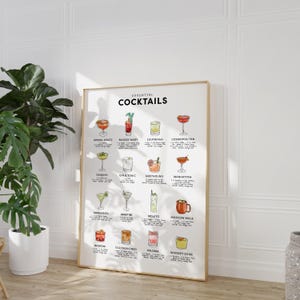 Classic Cocktails Recipe Print: Bar Cart Decor (Digital Download) image 6