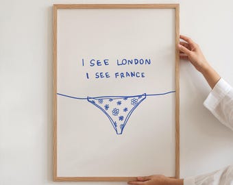 Funny Bathroom Art Print | I See London, I See France (Digital Download)