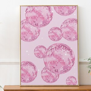 Pink Disco Ball Print: Retro Girly Room Decor (Digital Download) image 4