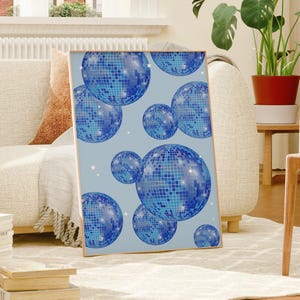Blaue Diskokugeln Print Set: Preppy Schlafzimmer Dekor (digitaler Download) Bild 5