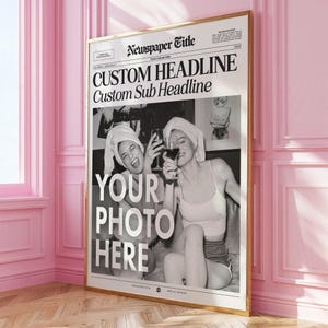 CUSTOM Newspaper Print, Personalized Best Friend Gift, Trendy Wall Art, College Dorm, Bedroom Apartment Decor for Roommates, Digital Art