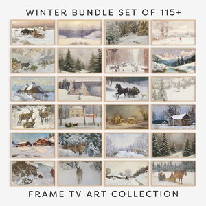 Winter Bundle Frame TV Art Set of 115+, Vintage Christmas Samsung Frame TV Art, Country Farmhouse Neutral Decor, Instant DIGITAL Download