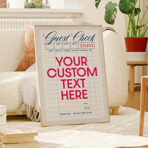 Trendy Guest Check Custom Print, Retro Girl Dinner, Printable Wall Art, Bar Cart Cocktail, Y2K Poster, Preppy Room Decor, Digital Poster image 7