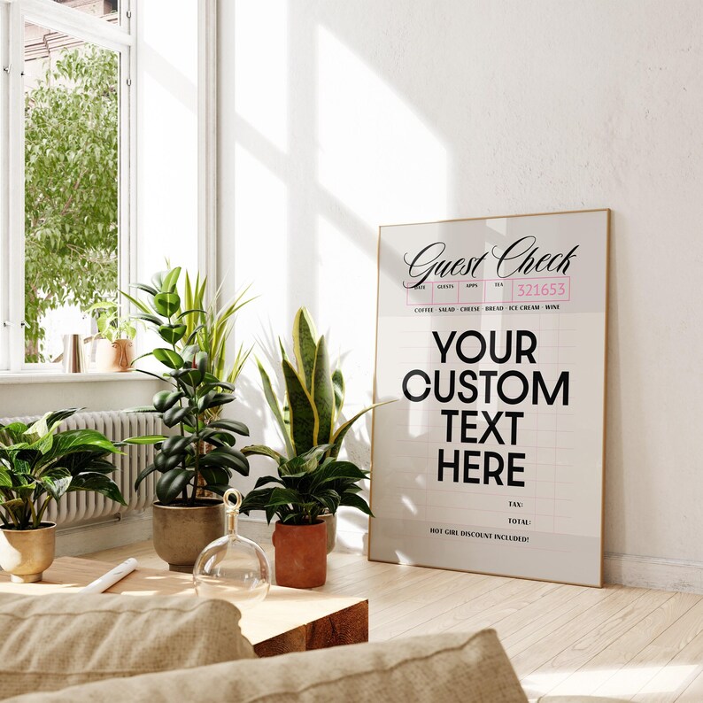 Trendy Guest Check Custom Print, Retro Girl Dinner, Printable Wall Art, Bar Cart Cocktail, Y2K Poster, Preppy Room Decor, Digital Poster image 6