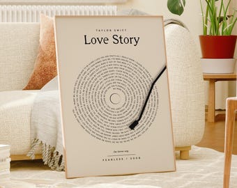 Custom Song Vinyl Lyrics Print, Digital Download Wall Art, Music Poster Customizable, Personalized Gift for Birthday Wedding Anniversary