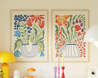 Floral Botanical Art Prints: Scandinavian Potted Plants (Digital Download)