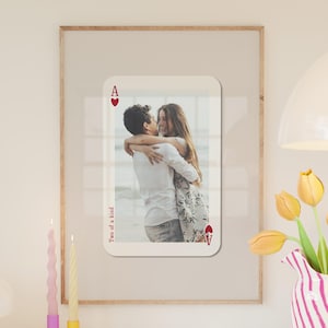 Impressão de carta de baralho de fotos de casais personalizados, arte de parede personalizada do Ás do Meu Coração, presente romântico para esposa, presente de dia dos namorados para ela, para marido