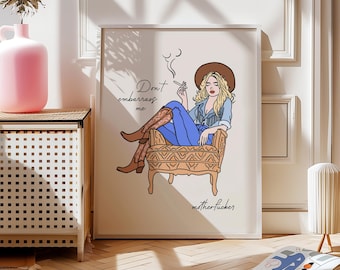 Retro Cowgirl Art Print: Western Dorm Decor (Digital Download)