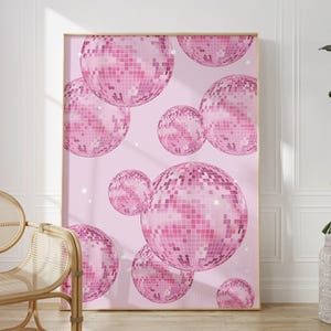 Pink Disco Ball Print: Retro Girly Room Decor (Digital Download) image 3