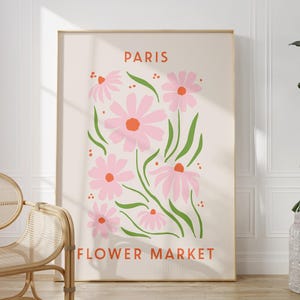 Flower Market Paris Print, Pink Flower Market Wall Print, France Print Poster, Wall Art Decor, Flower Market Poster, Floral Wall Art Prints
