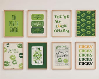 St Patrick's Day Print Gallery: Retro Green Decor (Digital Download)