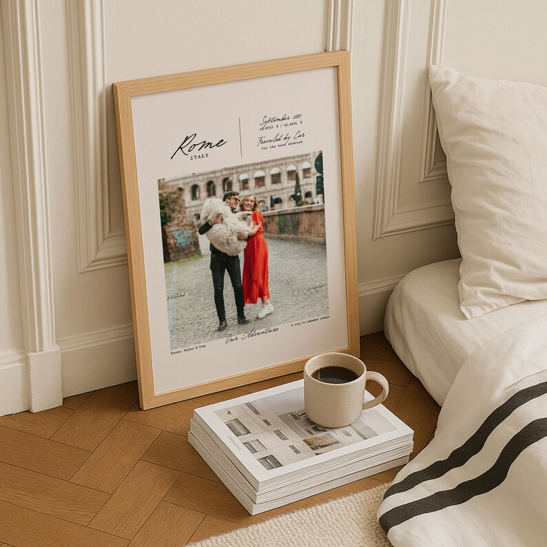 Custom Trip Photo Couples Print, Personalized Wall Art, Travel Memories Poster, Vacation Keepsake image 4